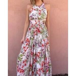 Abel The Label Vienna Floral Maxi Dress, Small, Halter
